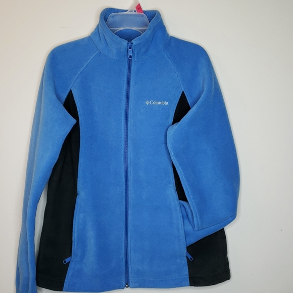 Columbia Fleece Jacket Full Zip Warm Blue Sweatshirt LARGE 12 14 - Picture 9 of 12